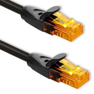 Kabel Patchcord Qoltec UTP | CAT6 | 2 x RJ-45 | High speed 1Gb/s | Pozłacane styki | 10m | Czarny