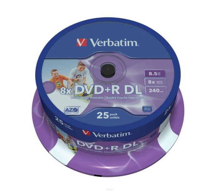 Płyty DVD+R DL Verbatim 8x 8.5GB (Cake 25) PRINTABLE