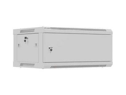 Szafa instalacyjna Rack Lanberg wisząca 19" 4U 600x450 szara drzwi metalowe (flat pack)