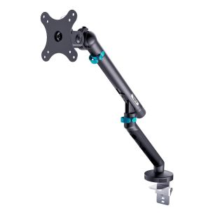 Ramię biurkowe pojedyncze DIGITUS z zaciskiem i sprężyną mechaniczną, 1x LCD max. 35" 10kg, VESA: 75x75, 100x100, Czarne