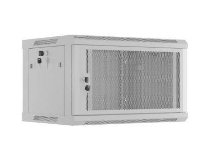 Szafa instalacyjna Lanberg rack wisząca 19" 6U 600x450 drzwi perforowane szara (flat pack)