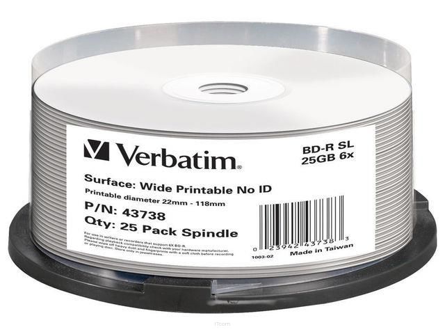 Płyty BD-R Verbatim 25GB X6 DL+ printable NO ID (Cake 25)