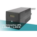 Zasilacz awaryjny UPS DIGITUS Line-Ineractive LCD 2000VA/1200W, 2x12V/9Ah, AVR, 4x Schuko CEE 7/3, 2x RJ11, 1x USB 2.0 typ B - 5