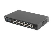 Switch niezarządzalny Lanberg 24x 1Gb PoE+/2x Gb 2x SFP Rack 19
