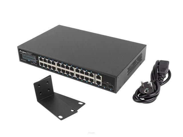 Switch niezarządzalny Lanberg 24x 1Gb PoE+/2x Gb 2x SFP Rack 19