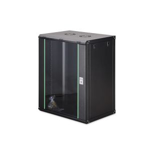 Szafa sieciowa wisząca jednosekcyjna DIGITUS Dynamic 19" 16U, 600x450, drzwi szyba, czarny, niezmontowana, 60kg