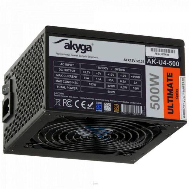 Zasilacz ATX 500W Akyga Ultimate AK-U4-500 80+ Bronze Fan12cm P8 6xSATA 2xPCI-E