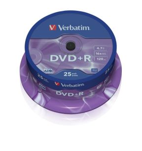 Płyty DVD+R Verbatim 16x 4.7GB Matt Silver (cake 25)