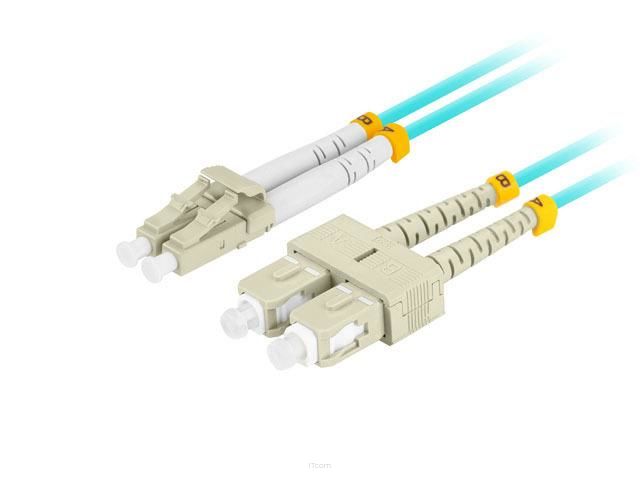 Patchcord światłowodowy Lanberg MM LC/UPC-SC/UPC DUPLEX 3.0MM OM3 50/125 LSZH 5m aqua