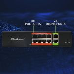 Switch niezarządzalny Qoltec przełącznik sieciowy Fast Ethernet PoE | 8x RJ45 | 2x RJ45 Uplink | 120W | 10/100Mb/s - 6