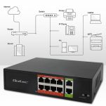 Switch niezarządzalny Qoltec przełącznik sieciowy Fast Ethernet PoE | 8x RJ45 | 2x RJ45 Uplink | 120W | 10/100Mb/s - 5
