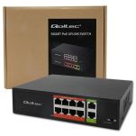 Switch niezarządzalny Qoltec przełącznik sieciowy Fast Ethernet PoE | 8x RJ45 | 2x RJ45 Uplink | 120W | 10/100Mb/s - 11