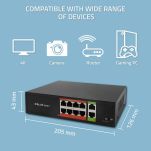 Switch niezarządzalny Qoltec przełącznik sieciowy Fast Ethernet PoE | 8x RJ45 | 2x RJ45 Uplink | 120W | 10/100Mb/s - 2