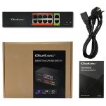 Switch niezarządzalny Qoltec przełącznik sieciowy Fast Ethernet PoE | 8x RJ45 | 2x RJ45 Uplink | 120W | 10/100Mb/s - 10