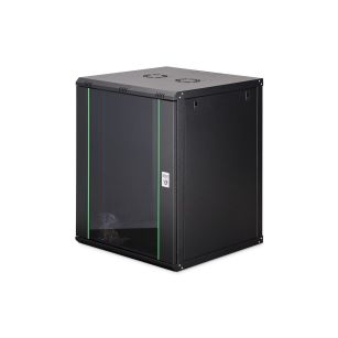 Szafa sieciowa wisząca jednosekcyjna DIGITUS Dynamic 19" 16U, 600x600, drzwi szyba, czarny, niezmontowana, 60kg