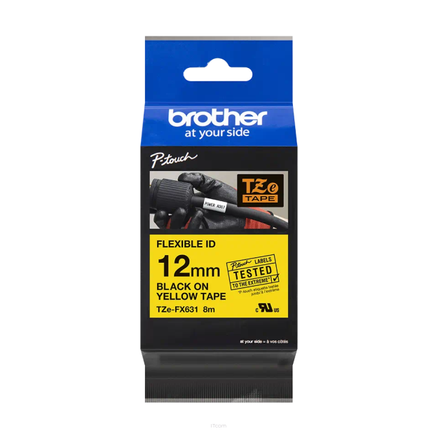 Brother TZEFX631 TZE-FX631 12mm czarny na żółtym