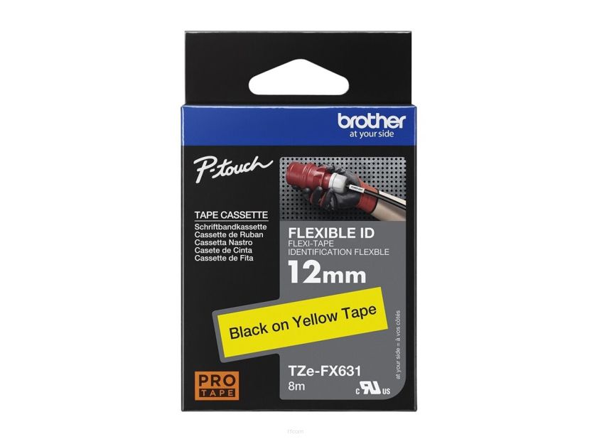 Brother TZEFX631 TZE-FX631 12mm czarny na żółtym