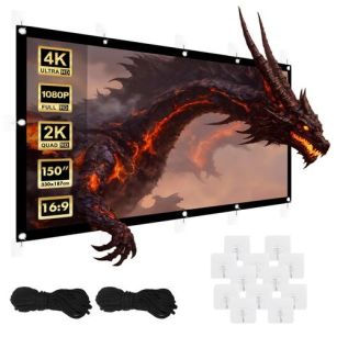 Ekran projekcyjny Maclean MC-167, 150", 330x187cm, obramowanie 25mm 16:9, haczyki do naciągu