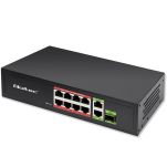 Switch niezarządzalny Qoltec przełącznik sieciowy FAST Ethernet 8x RJ45 PoE 2x RJ45 Uplink 1x SFP | 120W | 1000 Mb/s - 9