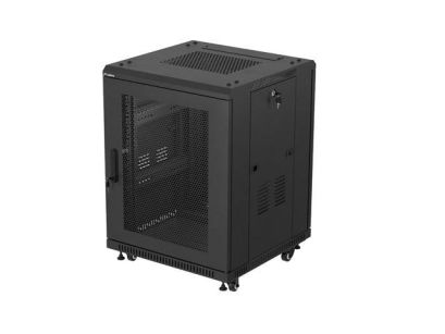 Szafa inastalacyjna rack Lanberg 19" 15U 600x600 czarna drzwi perforowane (flat pack)