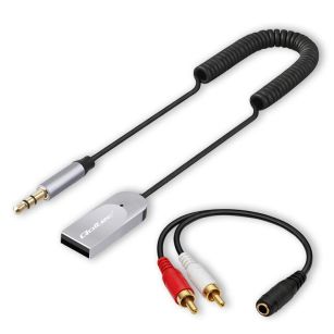 Adapter Qoltec bezprzewodowy odbiornik dźwięku Audio HiFu Home&Car | Bluetooth 6.0 | 2 x RCA | 1 x AUX MiniJack 3.5mm | USB | Mikrofon