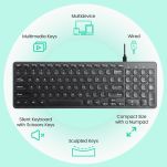 Klawiatura przewodowa Perixx PERIBOARD-215 scissor, ultra-flat, czarna, 4x HUB (2x USB-A, 2x USB-C) - 3