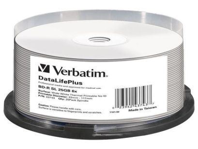 Płyty BD-R Verbatim 25GB X6 DL+ printable thermal NO ID (Cake 25)