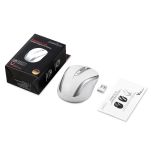 Mysz bezprzewodowa Perixx PERIMICE-721 optyczna 1600dpi 2.4 GHz, biało-srebrna, silent, cicha, bezklikowa - 5