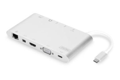 Stacja dokująca DIGITUS USB Typ C, 11-portów, Dual Monitor, 4K 30Hz, aluminiowa