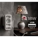 Gniazdko prądowe x3 + 4xUSB Maclean MCE248 F/W, rozgałęźnik z 3 gniazdami, 2xUSB A, 2xUSB C PD 20W, 1x16A + 2x6A - 10