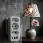 Gniazdko prądowe x3 + 4xUSB Maclean MCE248 F/W, rozgałęźnik z 3 gniazdami, 2xUSB A, 2xUSB C PD 20W, 1x16A + 2x6A - 12