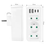 Gniazdko prądowe x3 + 4xUSB Maclean MCE248 F/W, rozgałęźnik z 3 gniazdami, 2xUSB A, 2xUSB C PD 20W, 1x16A + 2x6A - 8