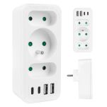Gniazdko prądowe x3 + 4xUSB Maclean MCE248 F/W, rozgałęźnik z 3 gniazdami, 2xUSB A, 2xUSB C PD 20W, 1x16A + 2x6A - 2