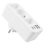 Gniazdko prądowe x3 + 4xUSB Maclean MCE248 F/W, rozgałęźnik z 3 gniazdami, 2xUSB A, 2xUSB C PD 20W, 1x16A + 2x6A - 3
