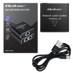 Switch niezarządzalny Qoltec mini rozdzielacz splitter 1x2 port RJ45 | 1000Mbps | USB-C | Aluminium - 10