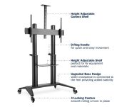 Stojak mobilny pojedynczy DIGITUS z półką i uchwytem na kamerę 1xLCD max. 120