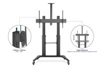 Stojak mobilny pojedynczy DIGITUS z półką i uchwytem na kamerę 1xLCD max. 120
