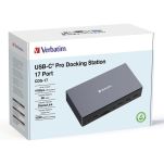 Stacja dokująca Verbatim USB-C Pro CDS-17 3xHDMI 2xDP RJ-45 5xUSB 2xUSB-C SD microSD DC audio - 3