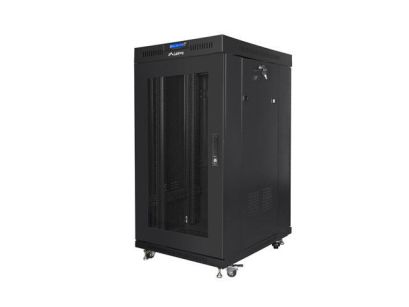 Szafa instalacyjna Rack stojąca 19" 22U 800x800 Drzwi Perforowane czarna Lanberg (flat pack) LCD V2