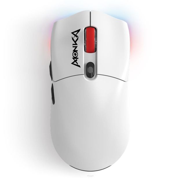 Mysz bezprzewodowa Monka GURU optyczna 26000dpi 2.4 GHz + Bluetooth biała AKUMULATOR 6 przycisków gaming PixArt PAW3395 Kailh
