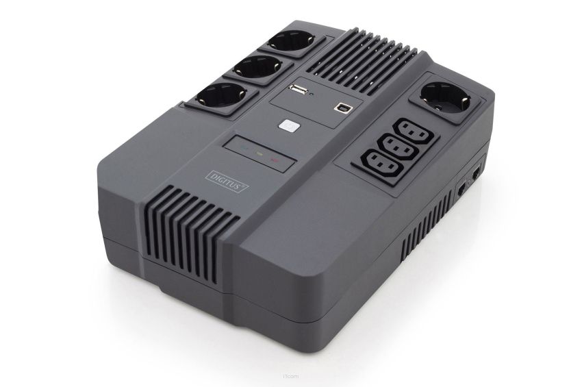 Zasilacz awaryjny UPS DIGITUS Line-Interactive LED DESKTOP 600VA/360W AVR 4x Schuko CEE 7/3, 3x IEC C13, 1xRJ45, 1xUSB A/USB B