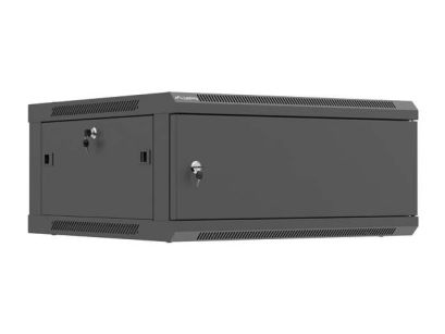 Szafa instalacyjna Rack wisząca 19" 4U 600x600 czarna drzwi metalowe Lanberg (flat pack)