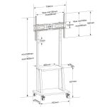 Stojak mobilny Techly 32''-70'', 70 kg, półka AV, PIVOT - 8