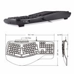 Klawiatura przewodowa Perixx PERIBOARD 312 Backlit, Podświetlana, Ergonomic, 2x hub USB, czarna - 4