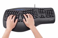 Klawiatura przewodowa Perixx PERIBOARD 312 Backlit, Podświetlana, Ergonomic, 2x hub USB, czarna - 2