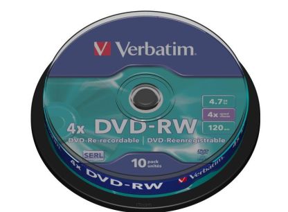Płyty DVD-RW Verbatim 4x 4.7GB (Cake 10) MATT SILVER