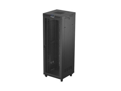 Szafa instalacyjna Rack Lanberg stojąca 19" 47U 800x800 czarna drzwi perforomowane LCD (flat pack)