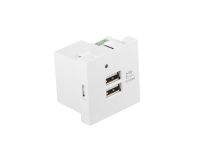 Gniazdo Lanberg 45x45 ładowarka 2x USB 2.1A białe - 3