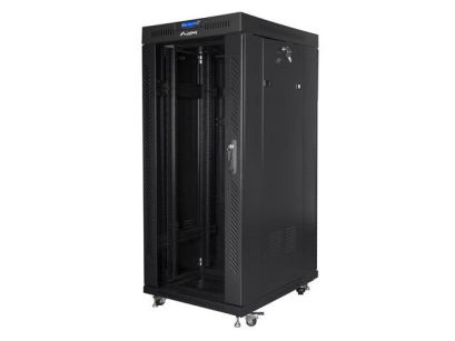 Szafa instalacyjna Rack stojąca 19" 27U 800x1200 Drzwi Szklane czarna Lanberg (flat pack) LCD