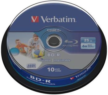Płyty BD-R Verbatim 25 GB Printable SL Datalife Cake 10 Szt